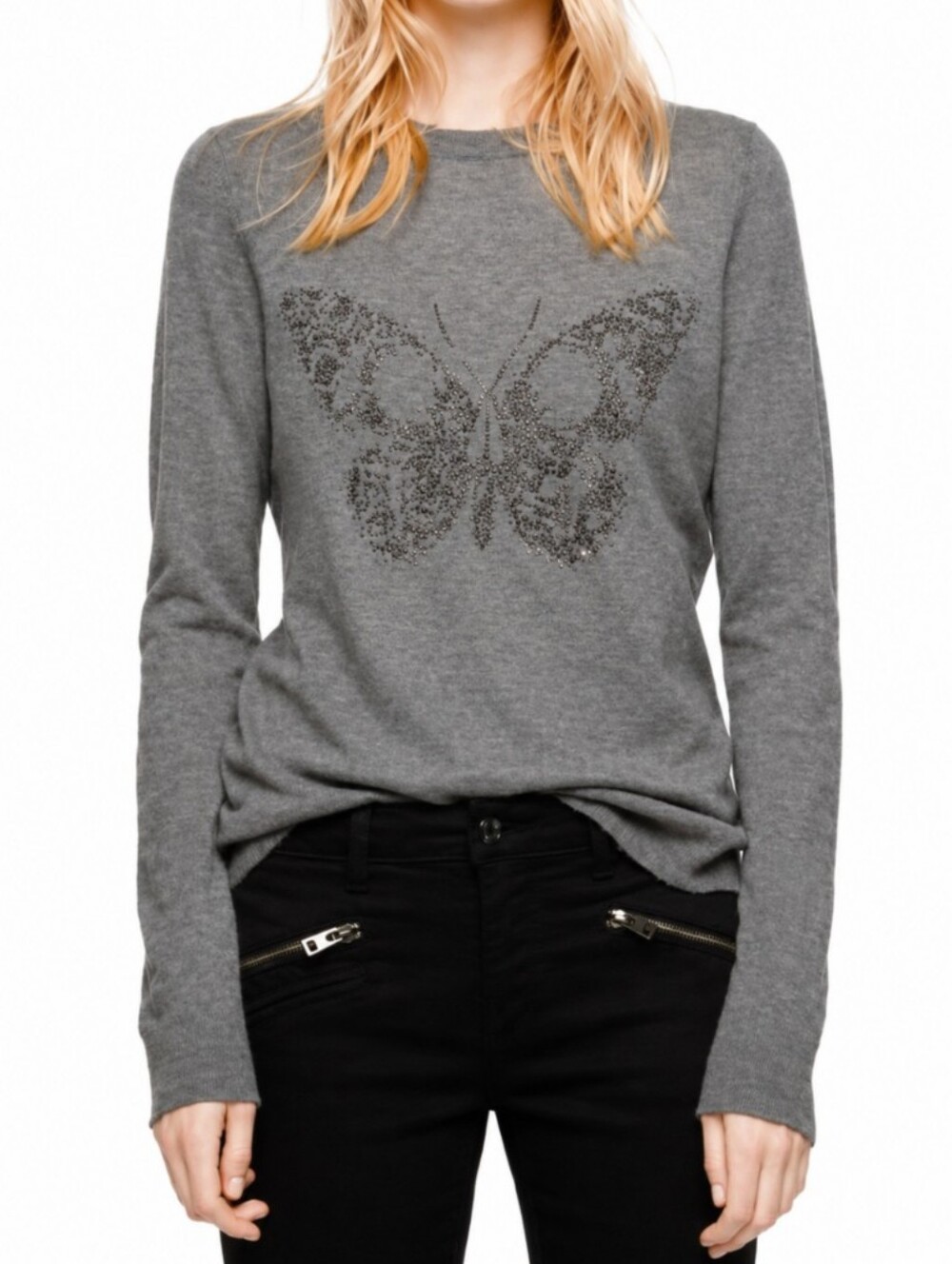 Zadig & Voltaire Cashmere Miss Bis Deluxe Butterfly Sweater Rhinestone